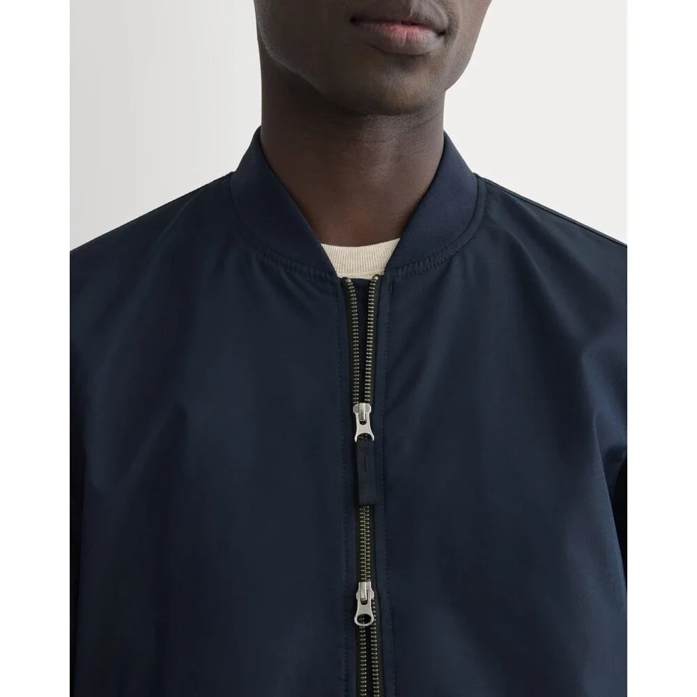 Everlane Mens Uniform Bomber Jacket Deep Navy Sz Small Full Zip Flight